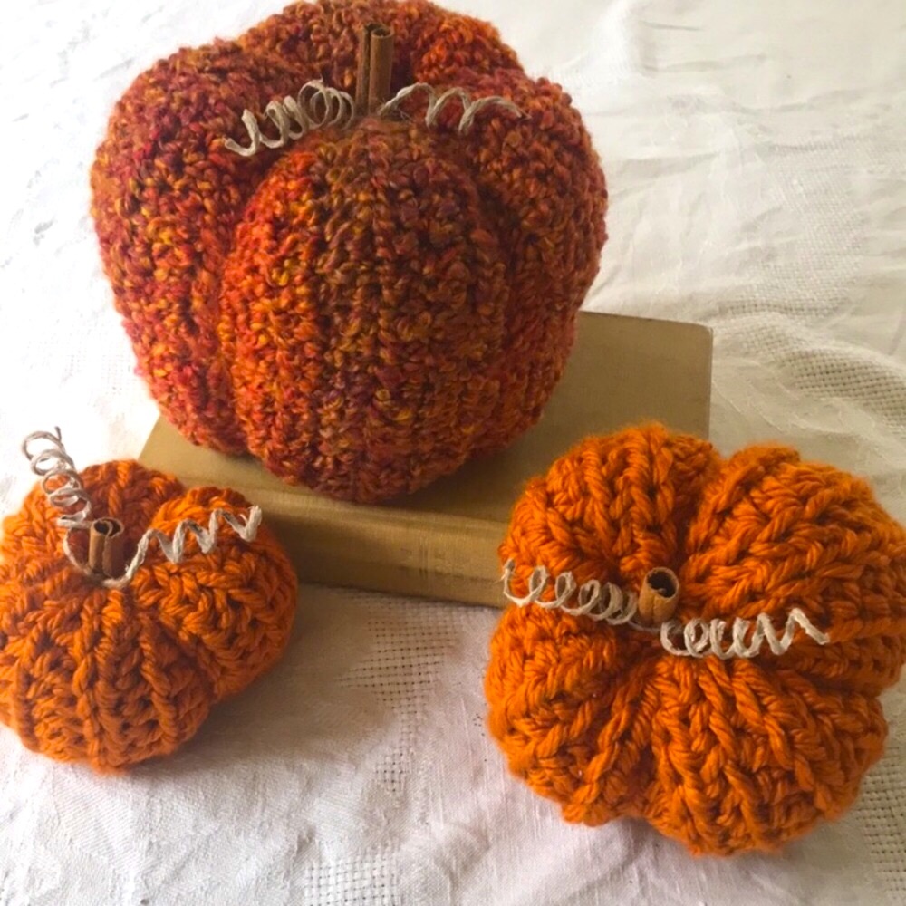 Farmhouse Crochet Pumpkin Set Thanksgiving Fall Decor